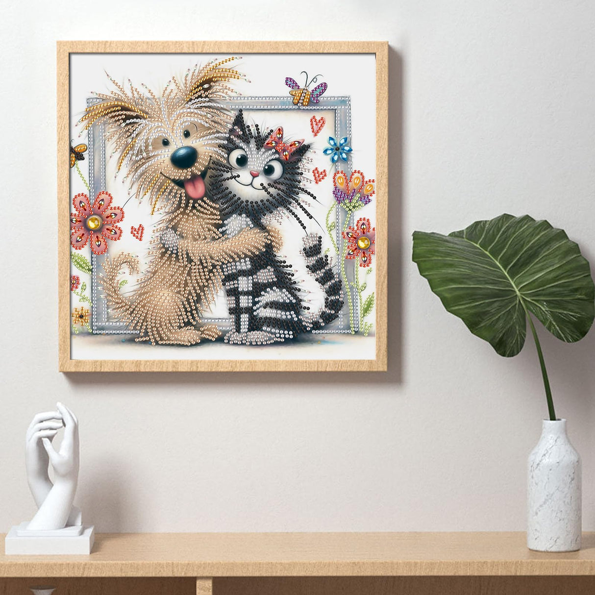 AiYuanzsh Cat and Dog Diamond Art Painting Kits for Adults, 5D Special Shape Diamond Art Kits for Beginners, Crystal Rhinestones Diamond Art Painting for Home Wall Decoration Gift 12×12 inch AiYuanzsh