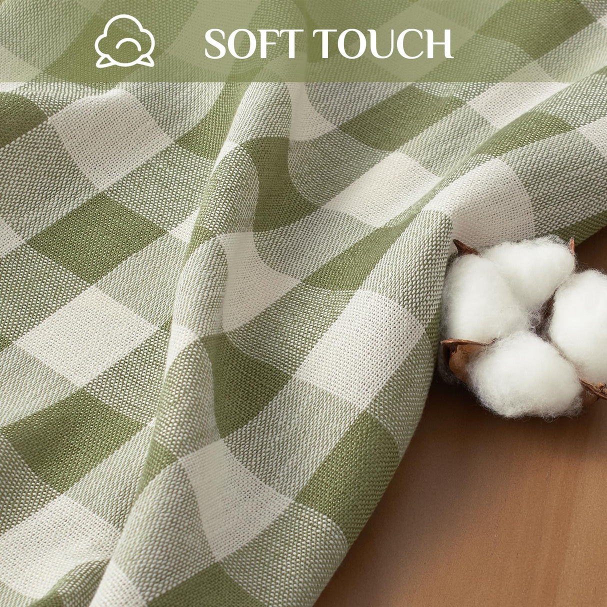 Softalker Spring Checkered Tablecloth Rectangle, Heavy Weight Linen Cotton Gingham Boho Table Cloth with Tassel, Wrinkle Free Buffalo Plaid Table Cover for Dining/Party/Outdoor - 55 x 84 Inch, Sage Softalker