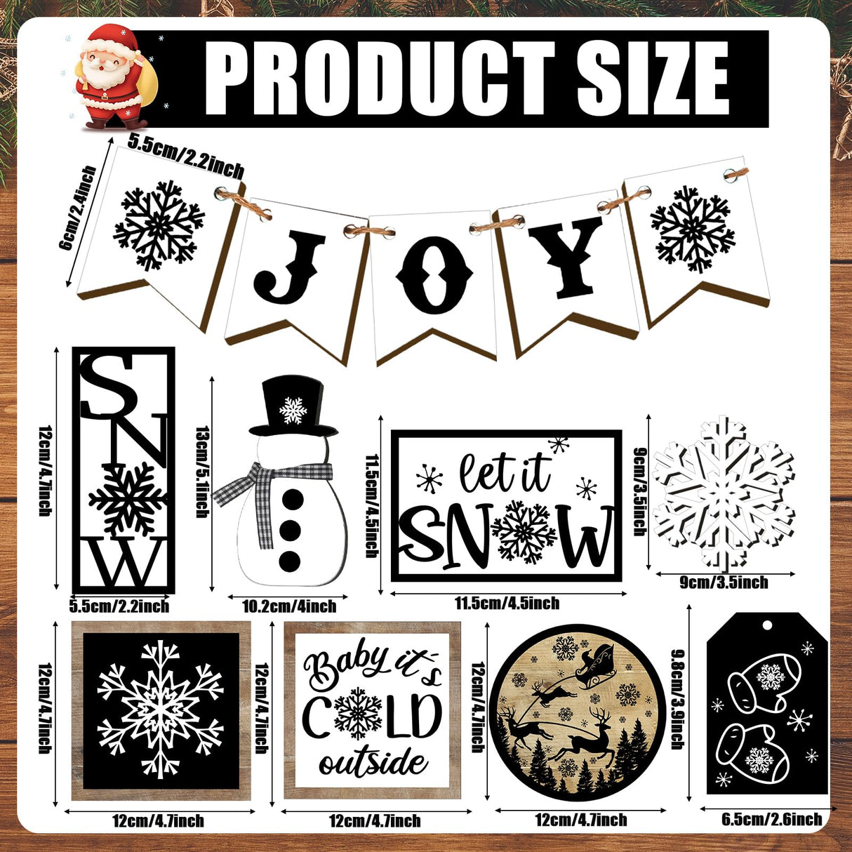 14 Pcs Winter Tiered Tray Decor Set Snowman Snowflake Table Decor Christmas Tree Wooden sign Farmhouse Coffee Spice Blocks Winter Table decoration for Christmas Home Table Shelf FairySandy