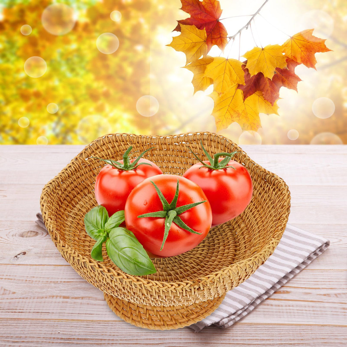 BRIGHTFUFU 5.5H*9.83W inch Rattan Fruit Plate Key Bowls Woven Snack Basket Snack Plate Tabletop Storage Tray Rattan Fruit Basket Decorative Pedestal Bowl Weaving Storage Holder Grocery Basket Dried Fr BRIGHTFUFU