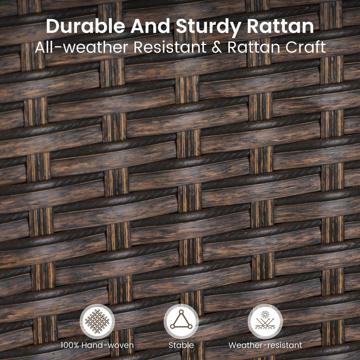 PHI VILLA 5 Pieces Outdoor Dining Set with Umbrella for 4, 37" Square Metal Dining Table & 4 Cushioned Wicker Rattan Chairs with 10ft Beige Umbrella for Patio, Deck, Yard, Porch PHI VILLA