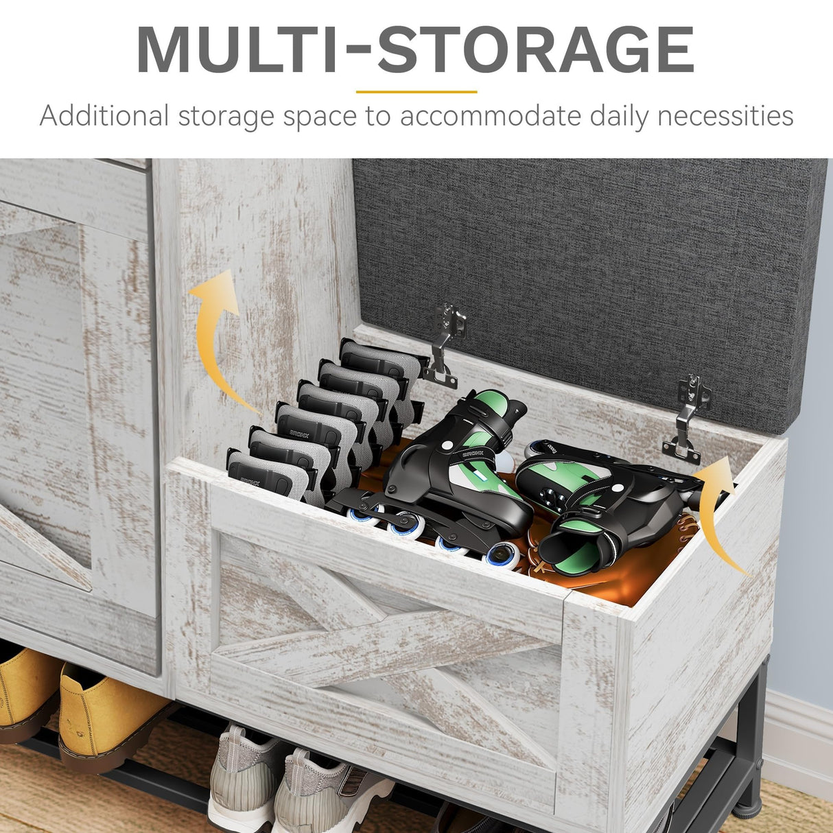 DWVO Farmhouse Shoe Storage Cabinet with 2 Flip Drawers for 16 Pairs, Entryway Shoe Storage with Shoe Bench, Narrow Slim Shoe Cabinet for Entryway, Living Room, Hallway (Embossed White) DWVO