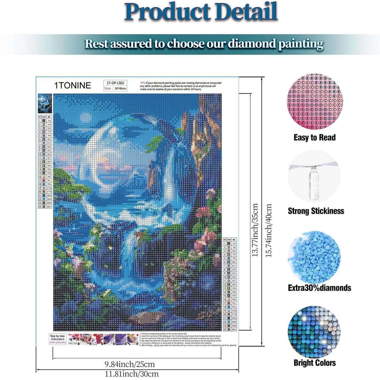 1tonine Fantasy Landscape Diamond Art Kits for Adults -5D DIY Full Round Diamond Painting Kits for Beginners-Diamond Dots Gem Arts and Crafts for Home Decor and Gifts 1tonine