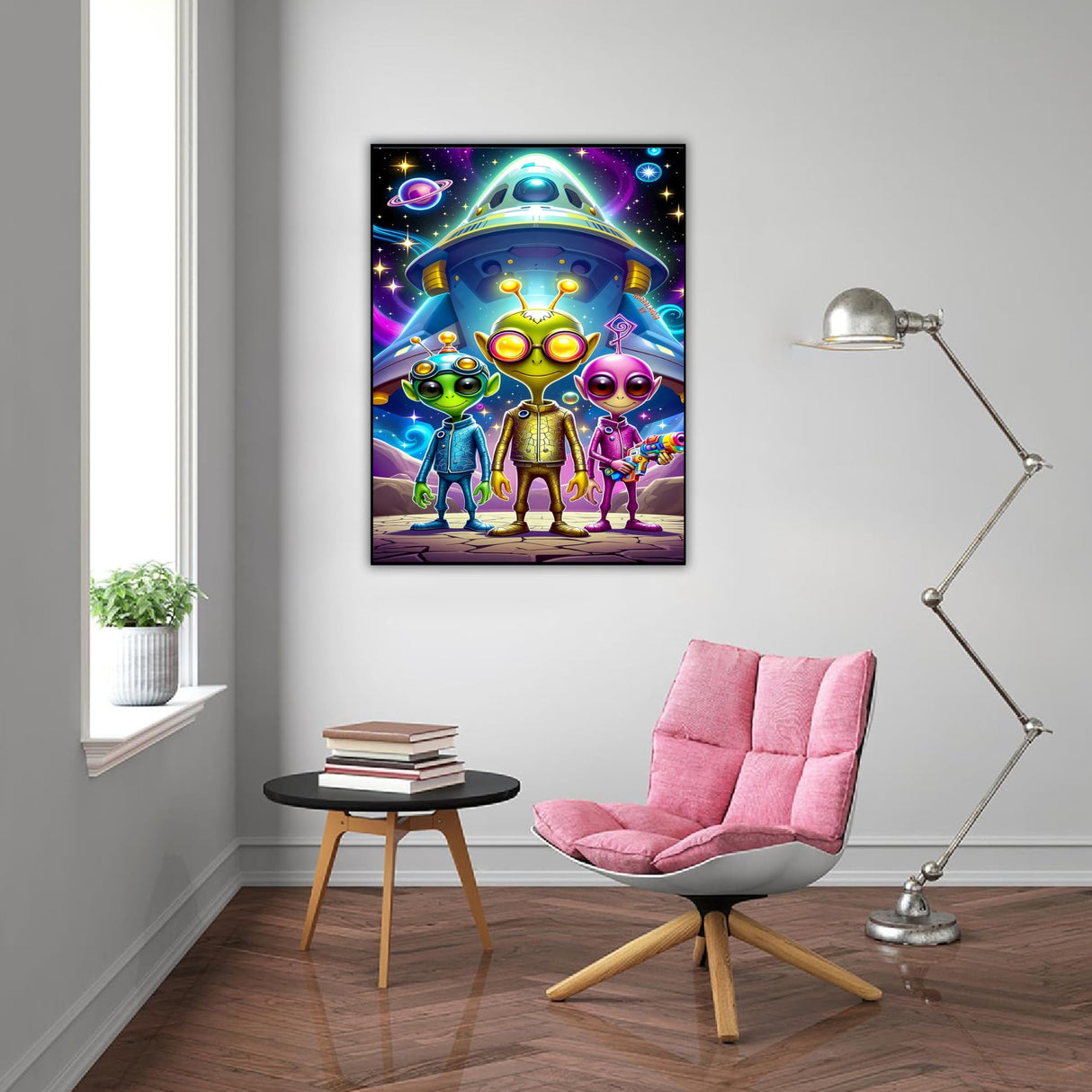 DFPSCLLA 5D Diamond Painting Kits for Adults, Alien Diamond Art Kit, DIY Full Round Drill Diamond Dot Gem Art Kits for Beginners, Home Wall Decor 12x16 Inch DFPSCLLA