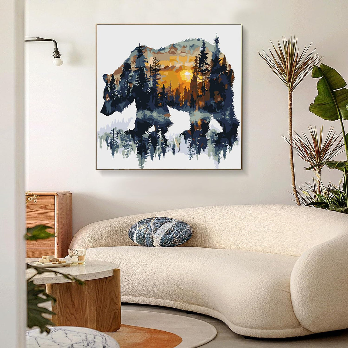 Paint by Numbers for Adults Forest Bear Paint by Numbers Kits for Beginner, DIY Acrylic Paint by Number on Canvas Easy Animal Paint by Numbers for Adults Home Wall Decor 16X16 Inch Without Frame Meothan