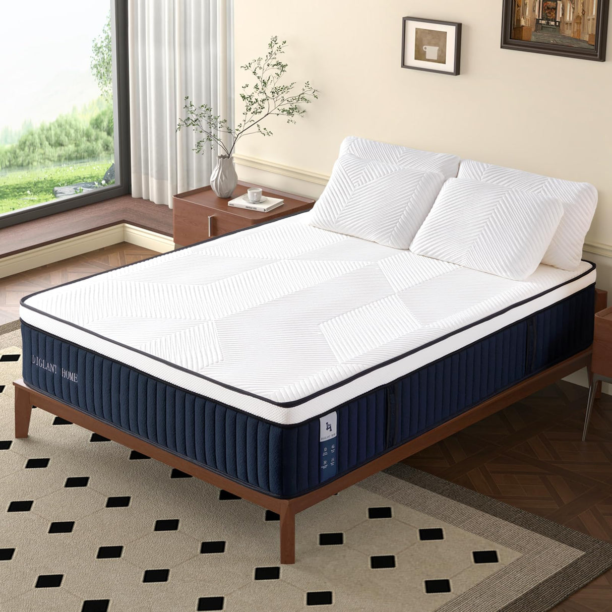 DIGLANT 14Inch Hybrid Soft Medium Plush Memory Foam Mattress, Queen Size with 7-Zone Pocket Springs, CertiPUR-US Certified DH DIGLANT HOME