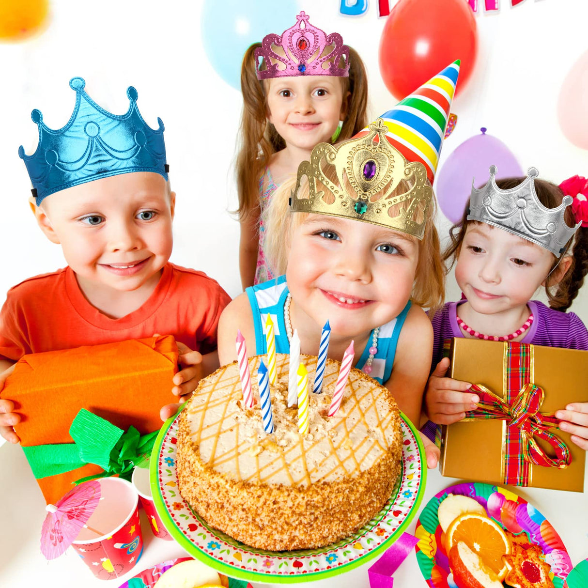 Bettoor 23 Packs Foam Princess Crowns and Tiaras for Birthday Party Favors Hats, DIY Prince Crown Kit Paper Tiara with 7pcs Crystal Diamond Sticker Bettoor