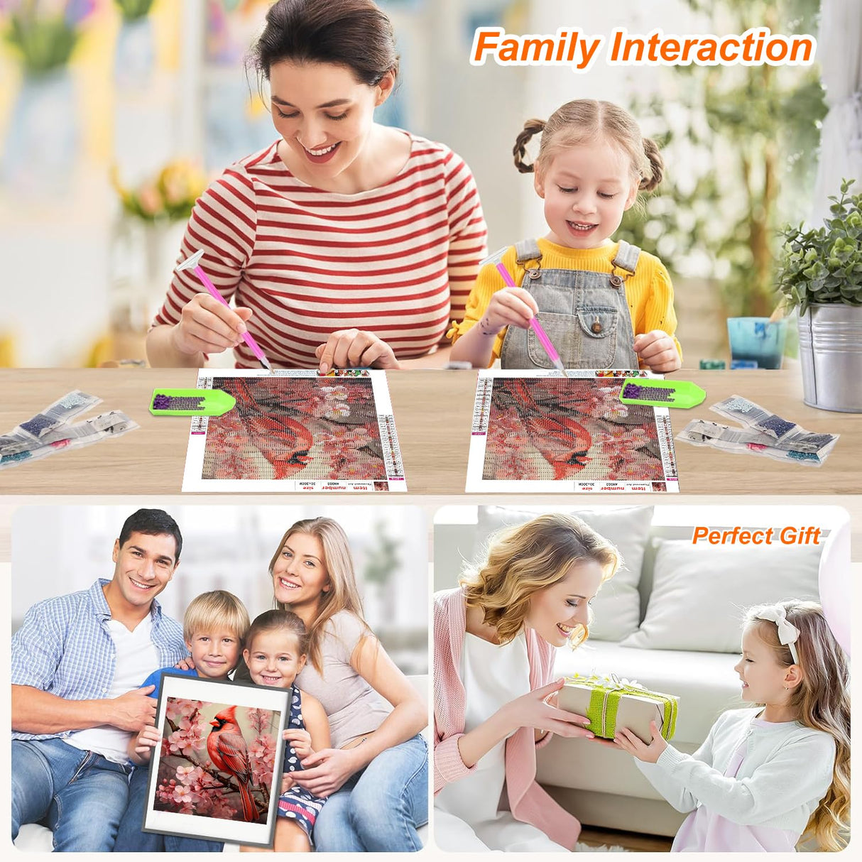 Anuver Cardinal Diamond Painting Kits for Adults, 5D DIY Diamond Art Kits for Beginners, Full Drill Diamond Painting Kits for Home Wall Decor, Bird, 12x12 Inch Anuver