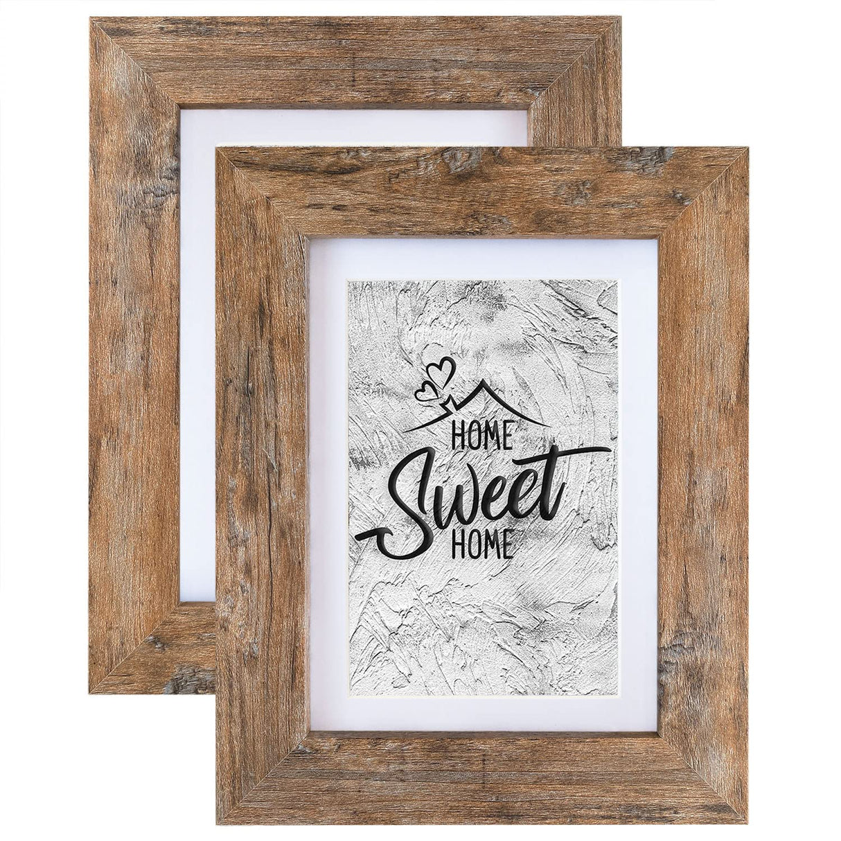 Califortree Rustic Brown 5x7 Picture Frame - Display Photos 4x6 with Mat or 5x7 Without Mat - HD Glass Inside, Wall and Tabletop - Set of 2 Califortree