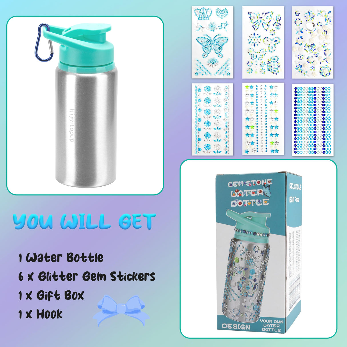 Easter Basket Stuffers for Kids Girls Teens, Easter Gifts for Kids Girls, Decorate Your Own Water Bottle Kits for Girls, Girls Toys Ages 6-8, Crafts for Kids Ages 4 5 6 7 8 9 10 Year Old Girl Gift YGAUZ