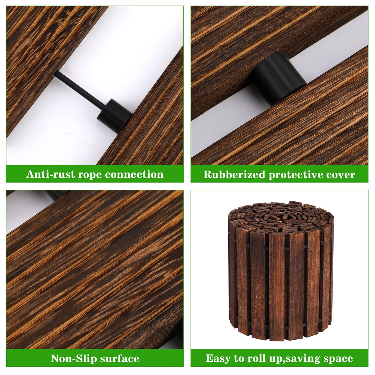 Landical 24ft Wooden Garden Pathway with Non Slip Surface Roll Out Garden Boardwalk Walkways Road Floor Pathway Rustic Path Decorative Patio Pavers for Outdoor Garden Beaches Wedding Party Landical