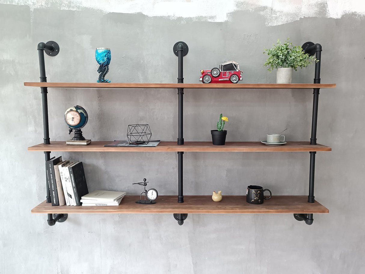 HDDFER Floating Shelves for Wall Bookshelf Industrial Pipe Shelving Shelves Natural Wood Planks 60 inch Rustic Wall Shelves Hanging Bookshelves Farmhouse Kitchen Shelving HDDFER