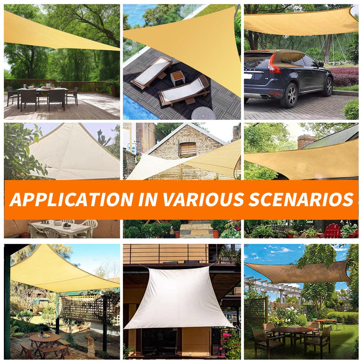 20' x 20' x 20' Triangle Sun Sail Shades Canopy UV Block Sun Shades Outdoor Patio Garden Backyard Pergola Shade Cover Sand OOTONAT