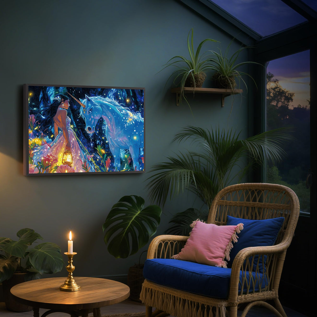 500 Piece Puzzles for Adults,Glitter Unicorn Jigsaw Puzzle,Forest Girl Jigsaw Puzzles 500 Pieces,Fantasy Creative Games and Gifts Difficult Puzzle Home Decor Toy for Adults (20.5"x14.9"), 1:1 Poster lamplig