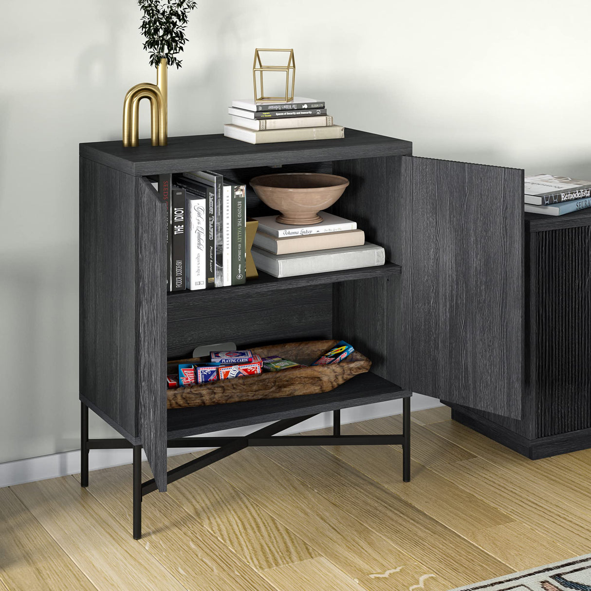 Henn&Hart Brighton Accent Cabinet, 28" Wide, Dark Gray Henn&Hart