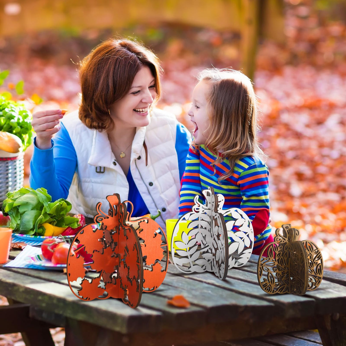 12 Pieces Fall Wooden Table Signs Pumpkin Wood Table Decor Autumn Tiered Tray Decor Thanksgiving Table Centerpieces Block Sign Farmhouse Fall Decorations for Home Party Decor Indoor Soaoo