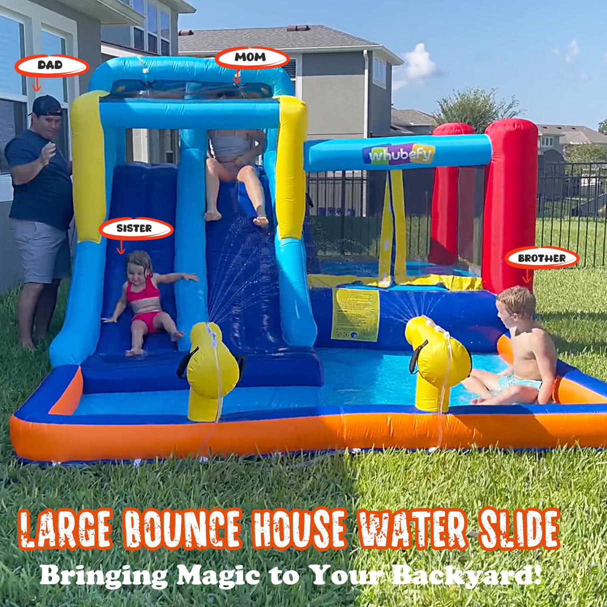 Whubefy 15x9.95Ft Bounce House Water Slide Park for Kids 3-6, Inflatable Water Slide Bouncy House with Slide,Big Pool,Bouncer Area,Blower, Blow Up Water Slides Jump Castle for Big Kids 8-12 Backyard Whubefy