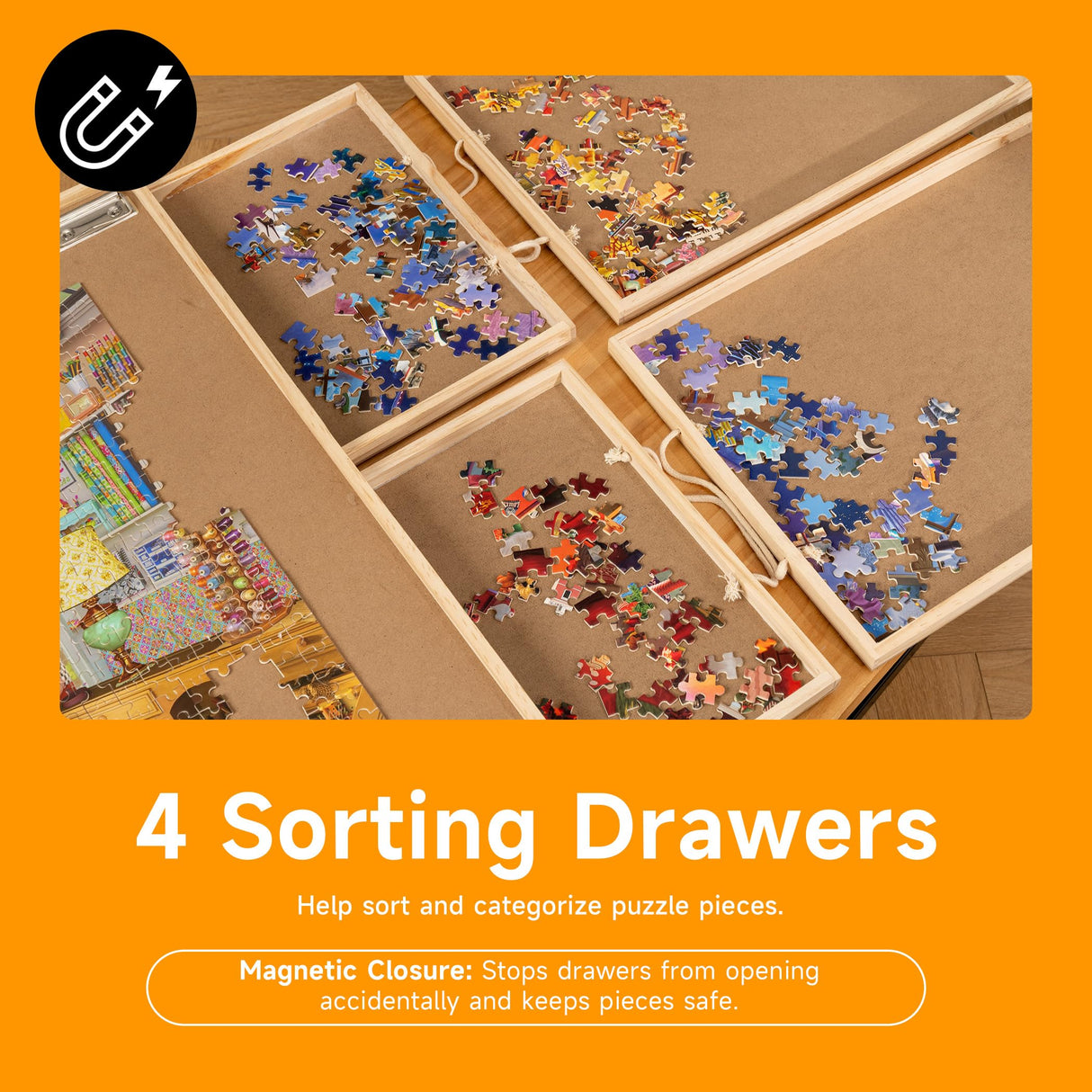 Lavievert 1500 Pieces Jigsaw Puzzle Board with Cover Mat Set, Wooden Puzzle Table with Drawers for Adults, Portable Jigsaw Puzzle Table with Smooth Plateau Surface & Storage LAVIEVERT