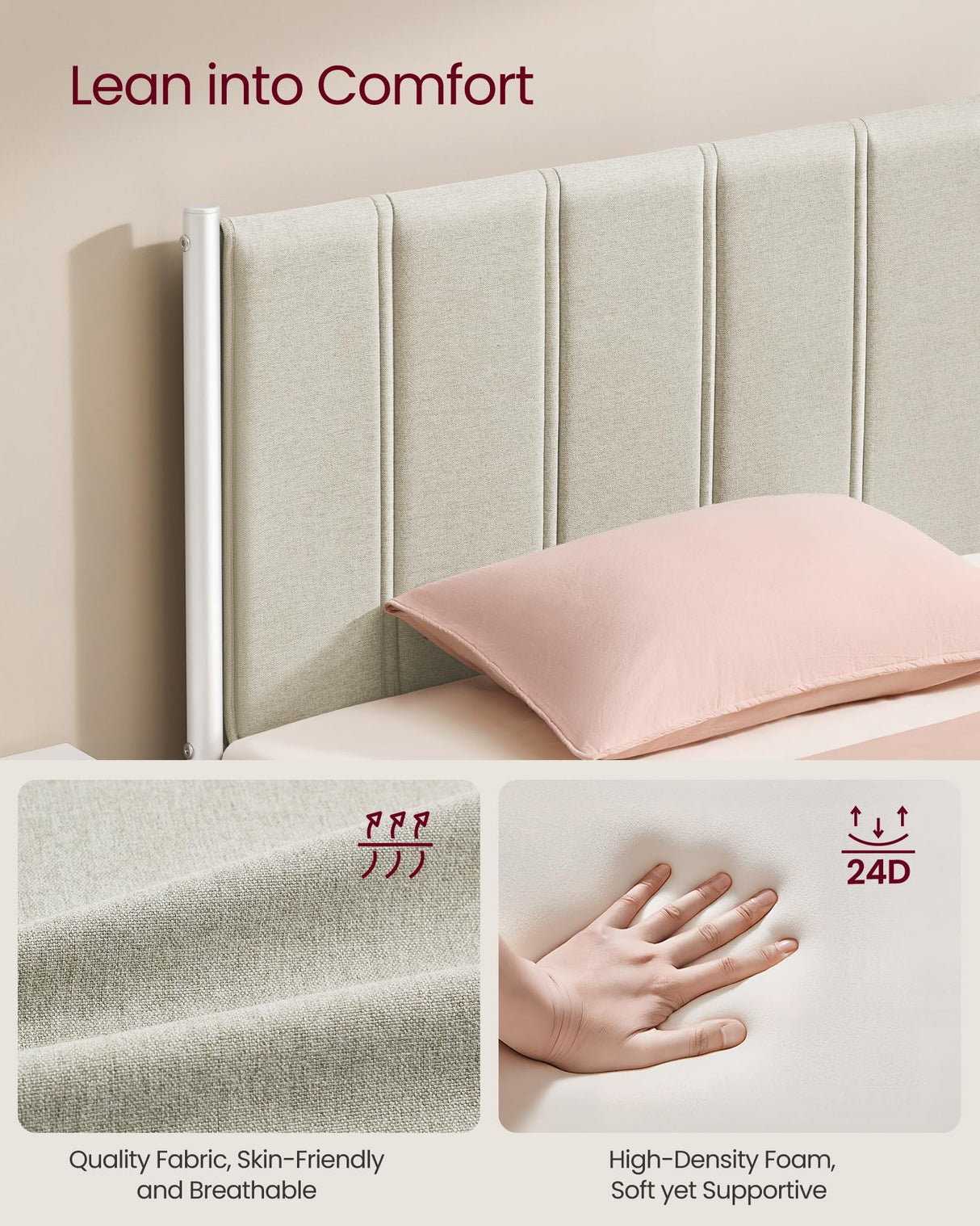 VASAGLE Lift Up Storage Bed Frame King Size, Hydraulic Platform Bed, with Upholstered Headboard, 1100 lb Weight Capacity, No Box Spring Needed, Easy Assembly, Modern, Cappuccino Beige URMB604W01V1 VASAGLE