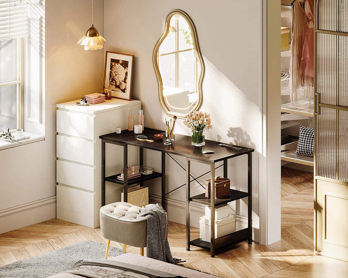 AODK 40 Inch Small Computer Desk with Power Outlets & USB Charging Port, Modern Simple Style Desk for Small Spaces Home Office, Study Student Writing Desk, Kids Desk, Black AODK