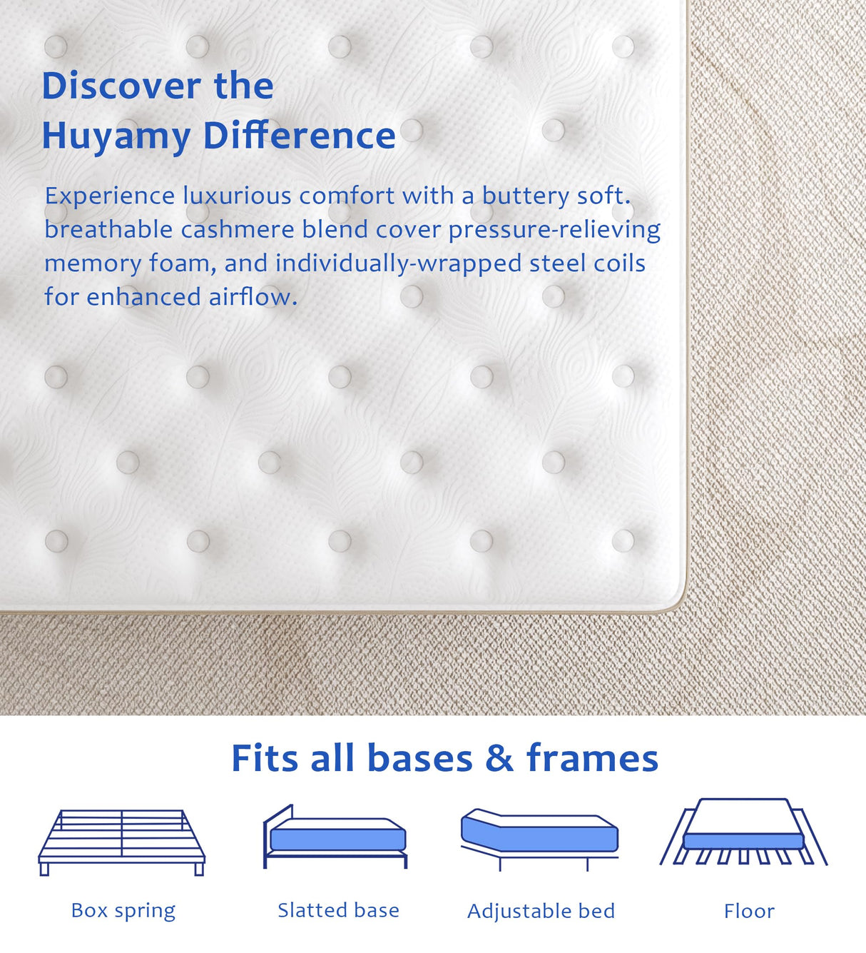 Huyamy Full Mattresses,Hybrid 12 Inch Full Mattress in a Box,Memory Foam & Individually Pocket Spring for Pain Relief,Pressure Relief,Certified. Huyamy