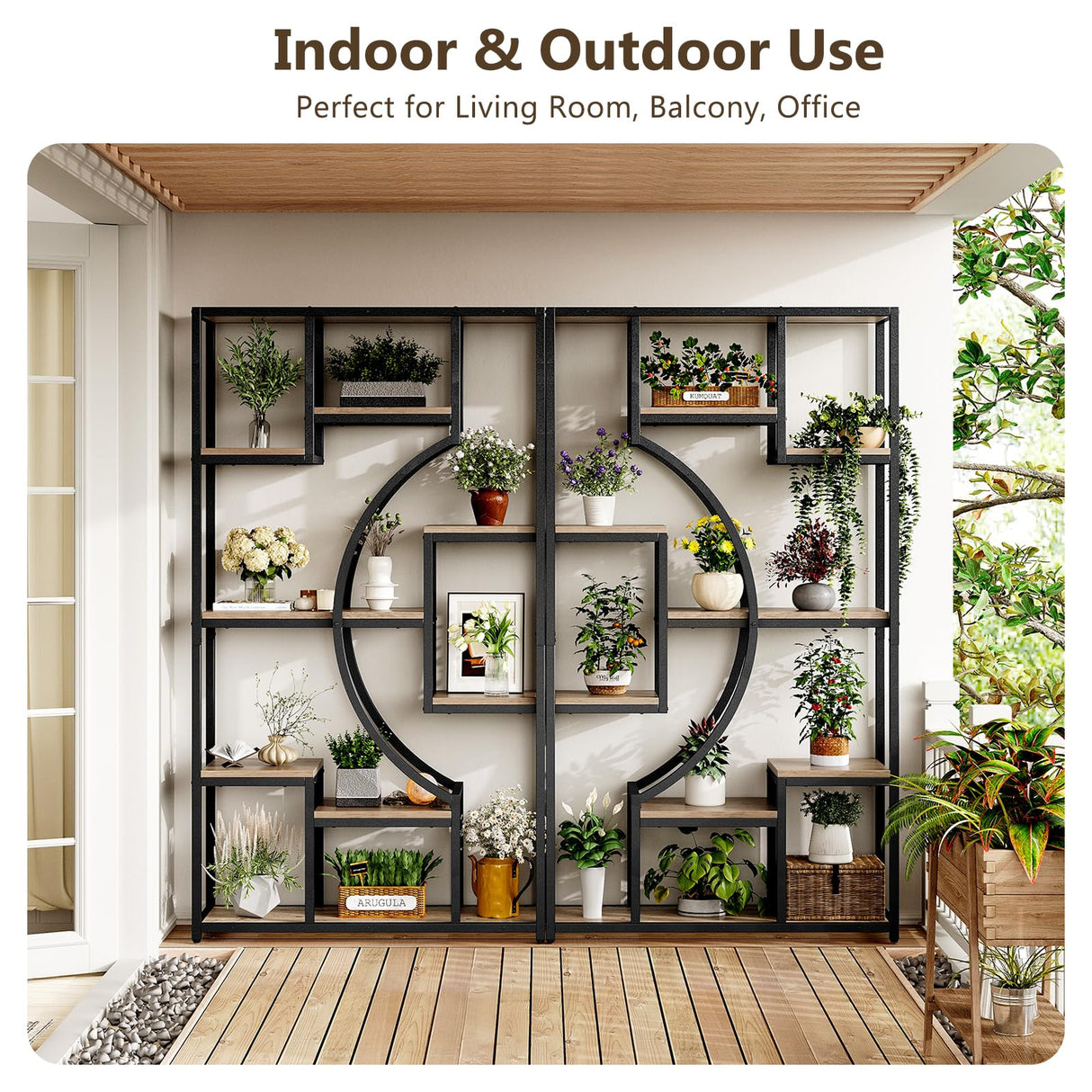 LGHM Industrial 5-Tier Bookshelf with Storage, 70.9 Inch Tall Large Display Bookcase - Modern Metal Standing Shelves for Living Room, Office and Bedroom, Set of 2, Greige LGHM