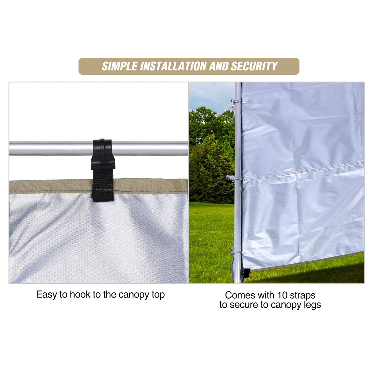 REDCAMP Instant Canopy Sidewall for 10x10ft Pop Up Canopy, 1 Pack Sunwall Only, Khaki (1 Sidewall Only, Canopy Tent NOT Included) REDCAMP