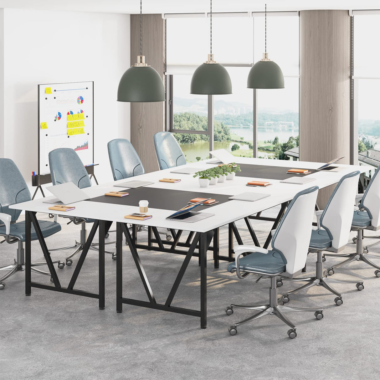 LITTLE TREE 6FT Conference Table, Modern Meeting Tables, Rectangular Training Seminar Table, Boardroom Desk with Splicing Board for Home Office LITTLE TREE
