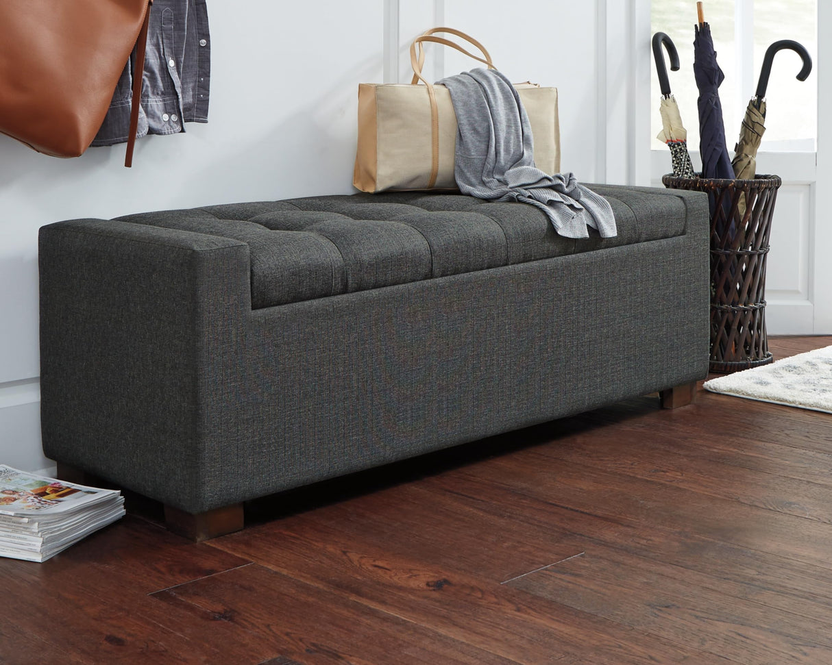Signature Design by Ashley Cortwell Ottoman Tufted Entryway Storage Bench, Charcoal Gray Signature Design by Ashley
