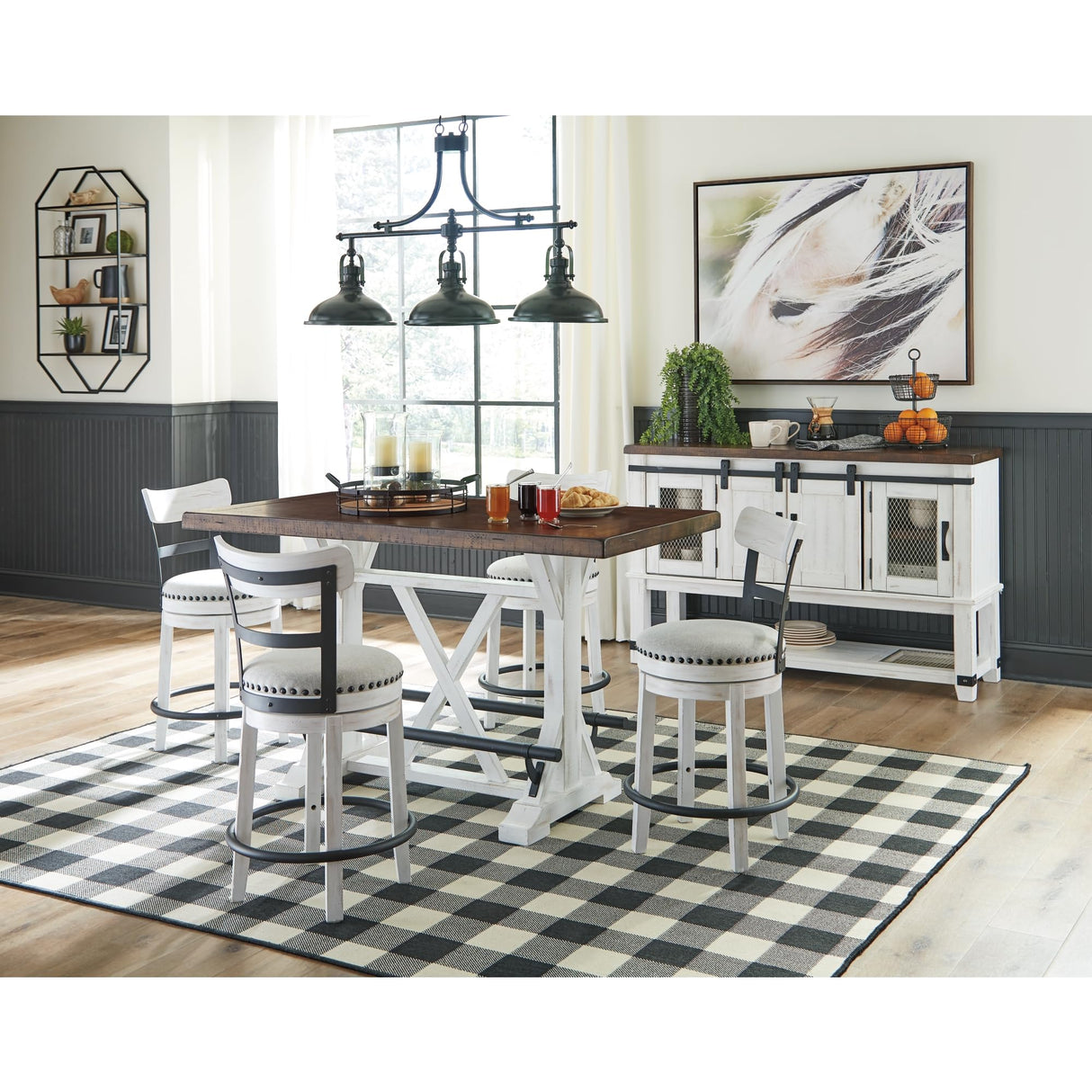 Signature Design by Ashley Valebeck 24.5" Modern Swivel Counter Height Barstool, Whitewash Signature Design by Ashley