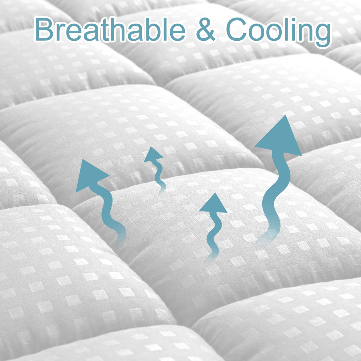 HYLEORY King Mattress Pad Quilted Fitted Mattress Protector Cooling Pillow Top Mattress Cover Breathable Fluffy Soft Mattress Topper with 8-21" Deep Pocket HYLEORY