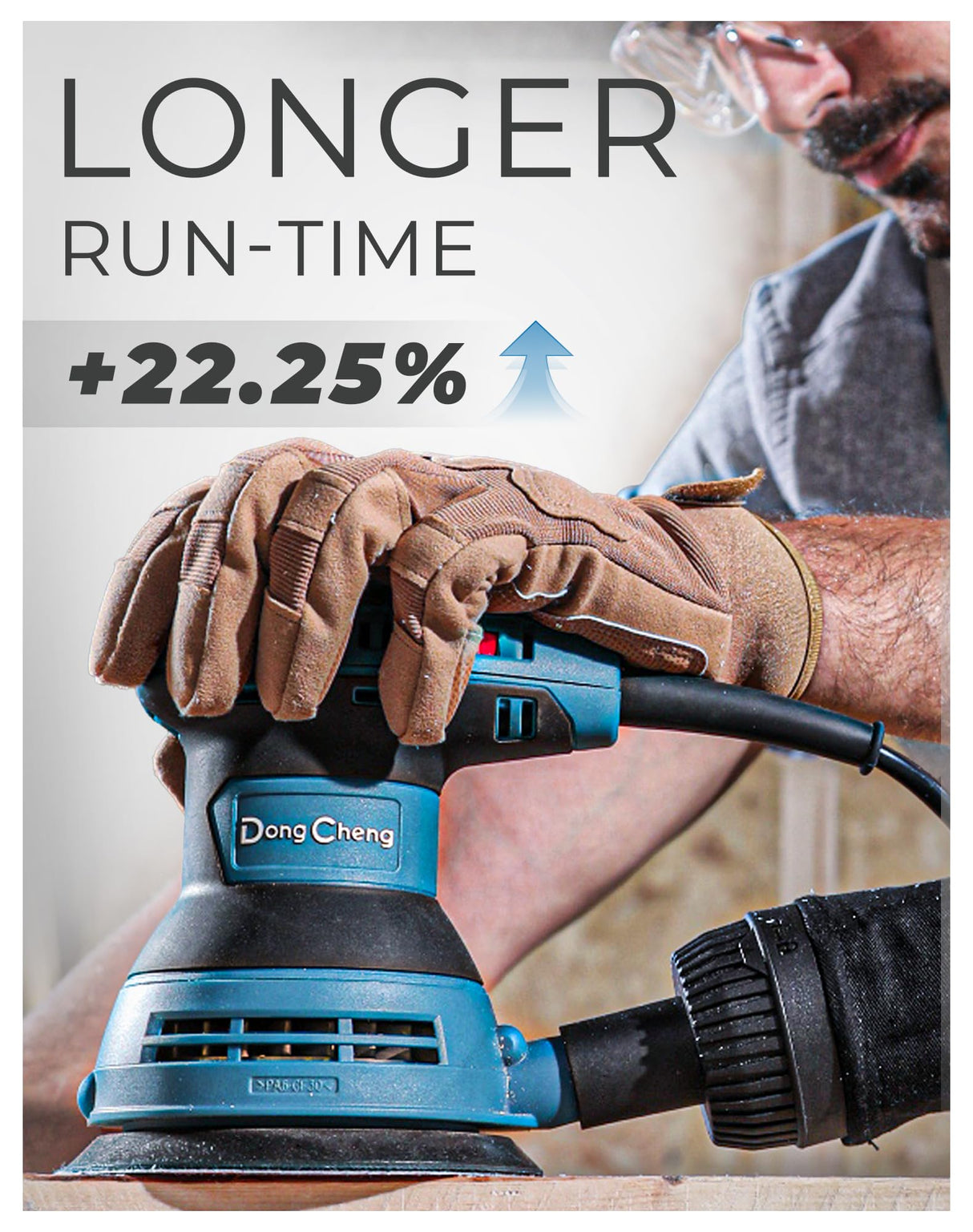 DongCheng 5” Random Orbital Sander, 3.0 Amp 12000OPM, 6 Variable Speed Electric Sander Kit with 10pcs Sandpapers & detachable Dust Collector, for Woodworking/Sanding/Polishing Dong Cheng