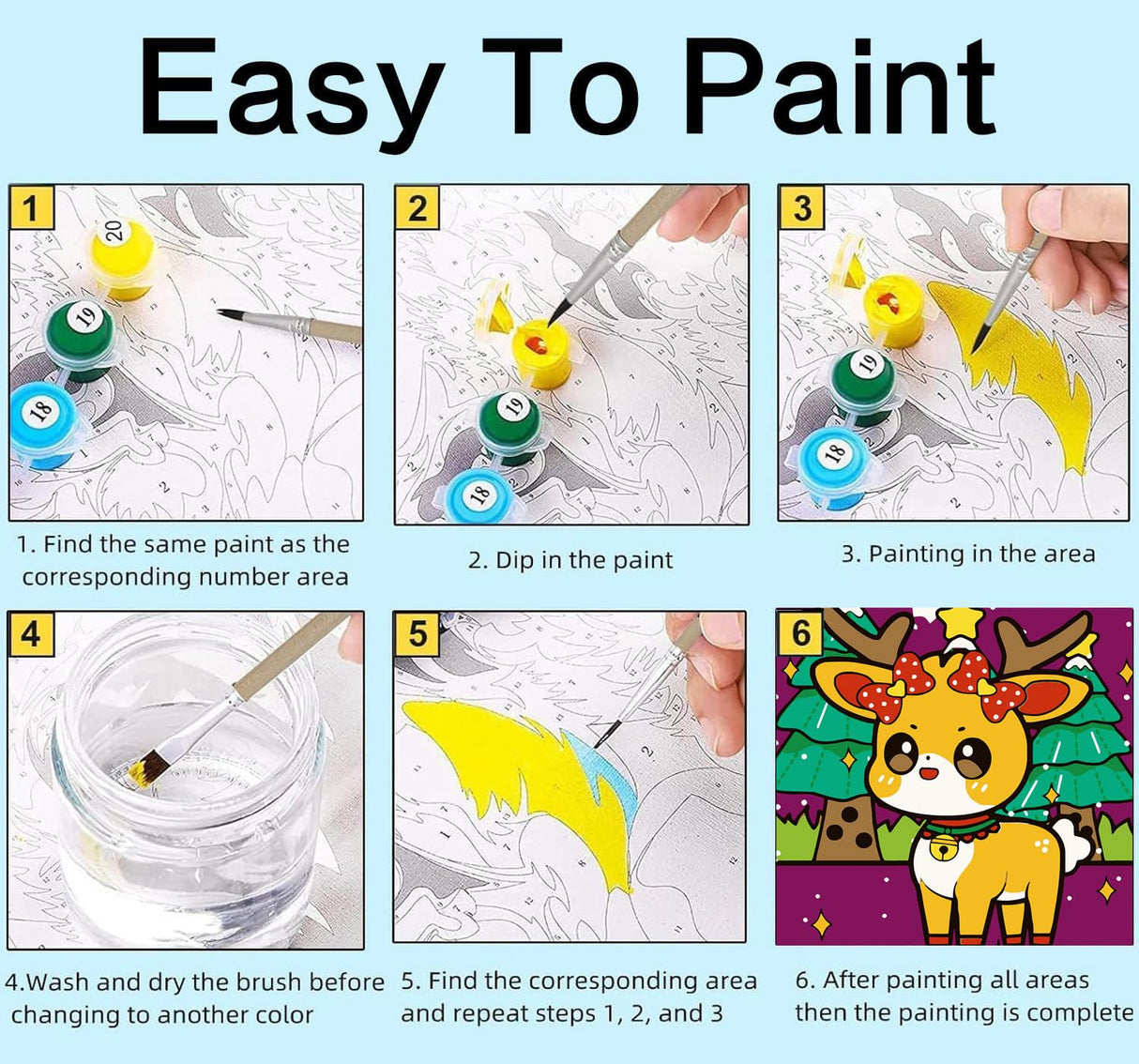 Benjenes 4 Pack Animal Paint by Number Kit for Kids Paint by Numbers Ages 8-12 Paint by Numbers Kits Children Beginner for Anime Drawing Kit Color by Numbers Kit for Kids 8x8 Inch Benjenes