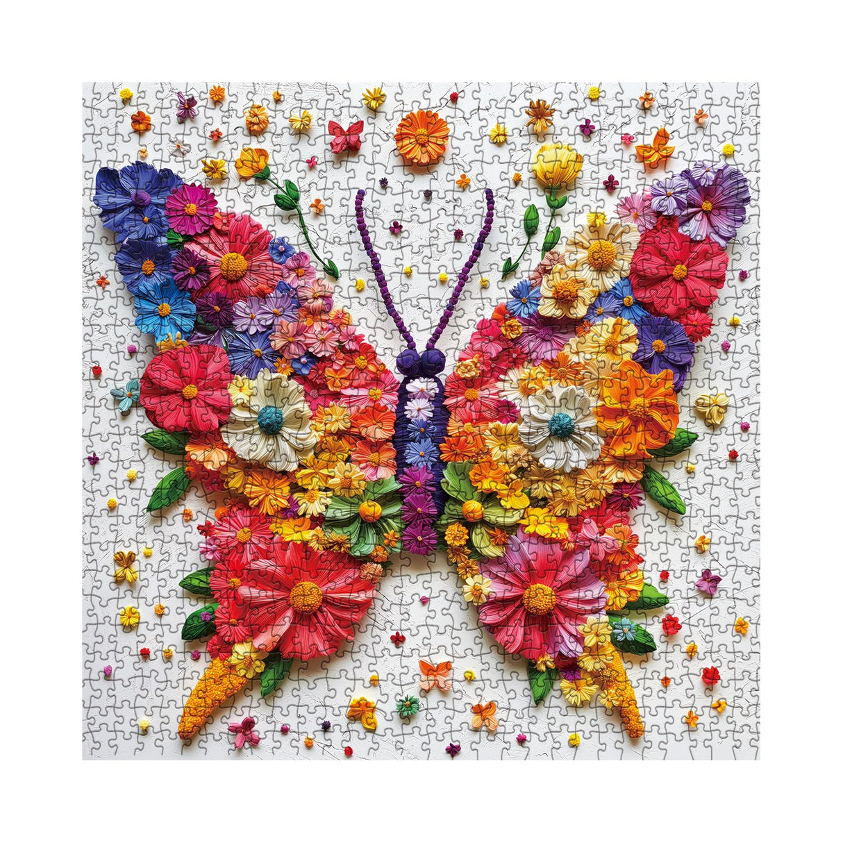 Blossom Wings Jigsaw Puzzle 1000 Piece for Adult, Colorful Flower Butterfly Jigsaw Puzzles Impossible Art, Pretty Aesthetic Challenging Puzzles Larkipuzz