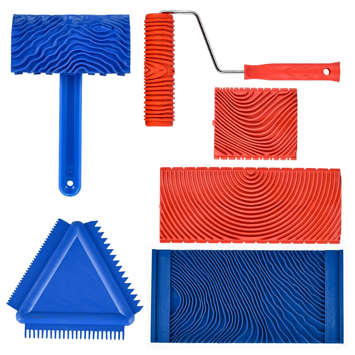 Carkio Wood Graining Painting Tool Set, Art Wallpaper Imitation Wood Grain Tool with Handle Wall Decoration,Empaistic Pattern Roller Painter,Wall Texture Art Painting Tool Set Carkio
