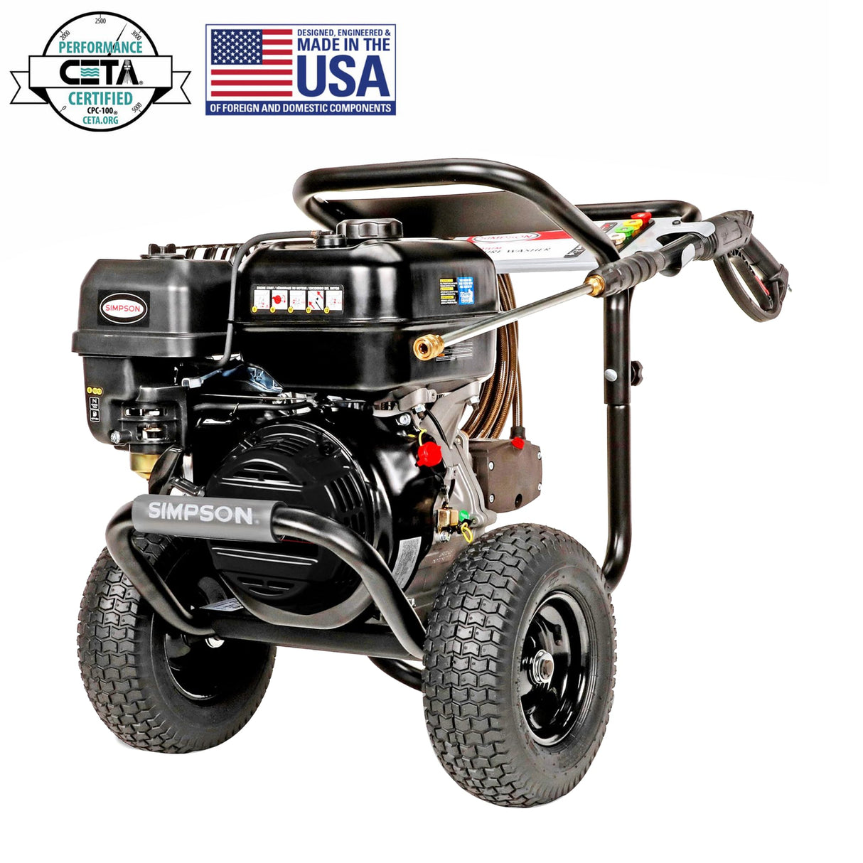 SIMPSON Cleaning PS60843 PowerShot 4400 PSI Gas Pressure Washer, 4.0 GPM, CRX 420cc Engine, Includes Spray Gun and Extension Wand, 5 QC Nozzle Tips, 3/8-inch x 50-foot Monster Hose, 49-State SIMPSON