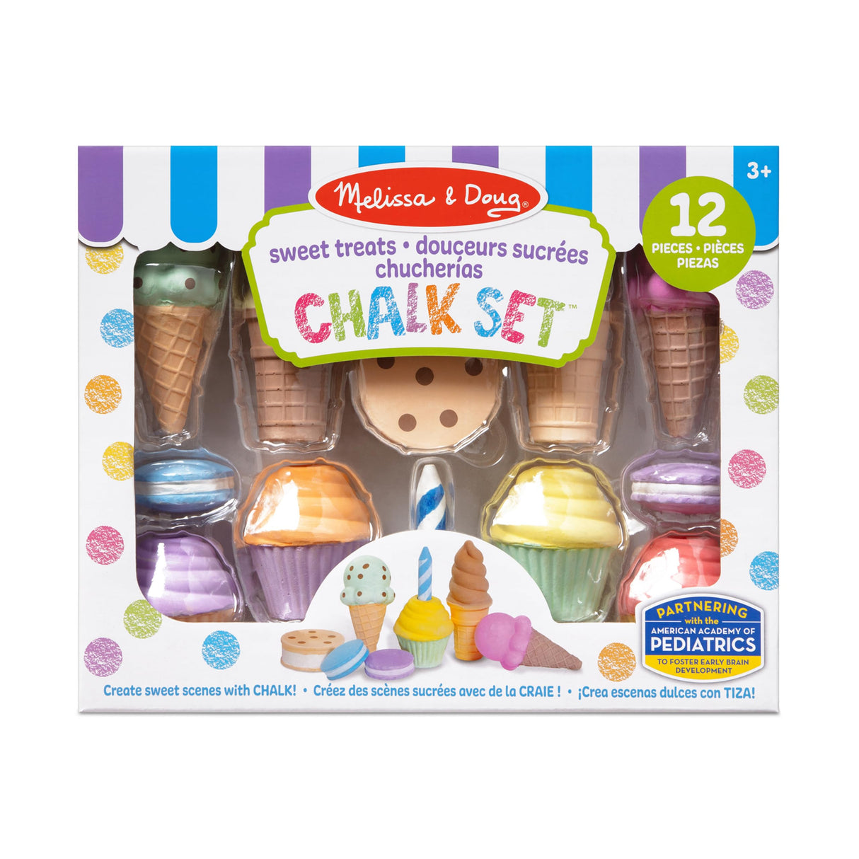 Melissa & Doug Ice Cream & Cake Chalk Set Arts And Crafts For Kids, Sidewalk Chalk For Kids Ages 3+ Melissa & Doug