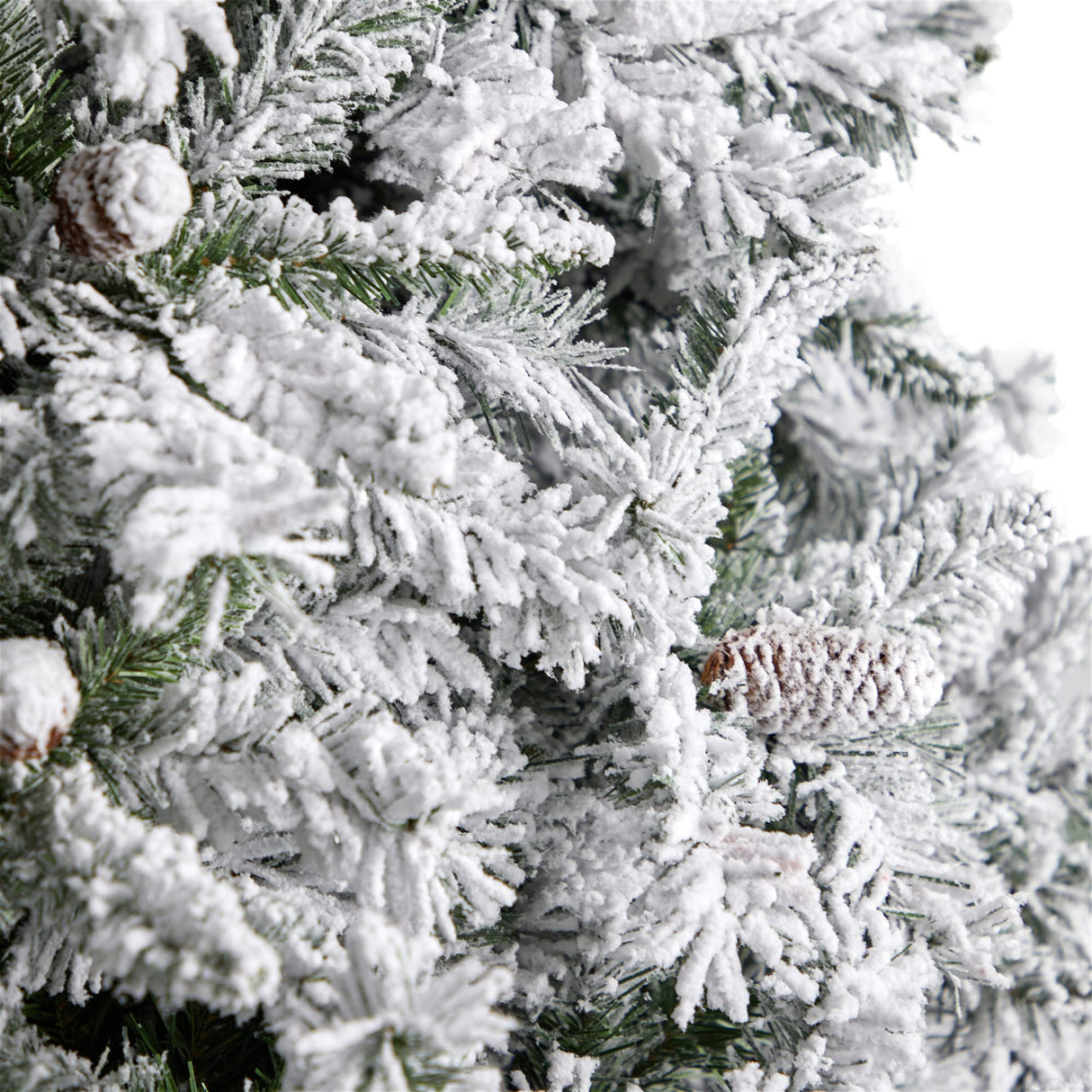 Nearly Natural 10ft. Flocked White River Mountain Pine Artificial Christmas Tree with Pinecones and 800 Clear LED Lights Nearly Natural