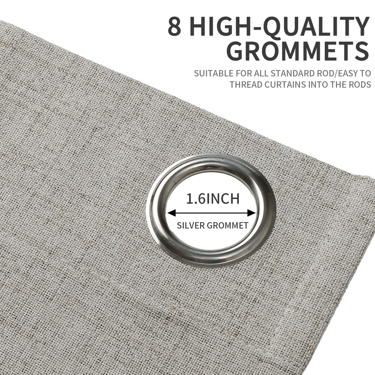 Joydeco 100% Blackout Curtains 63 Inch Length, Living Room Curtains 2 Panels Set, Room Darkening Curtains w/Grommets, Textured Thermal Drapes, Greyish White Blackout Curtains for Bedroom (42x63inch) Joydeco