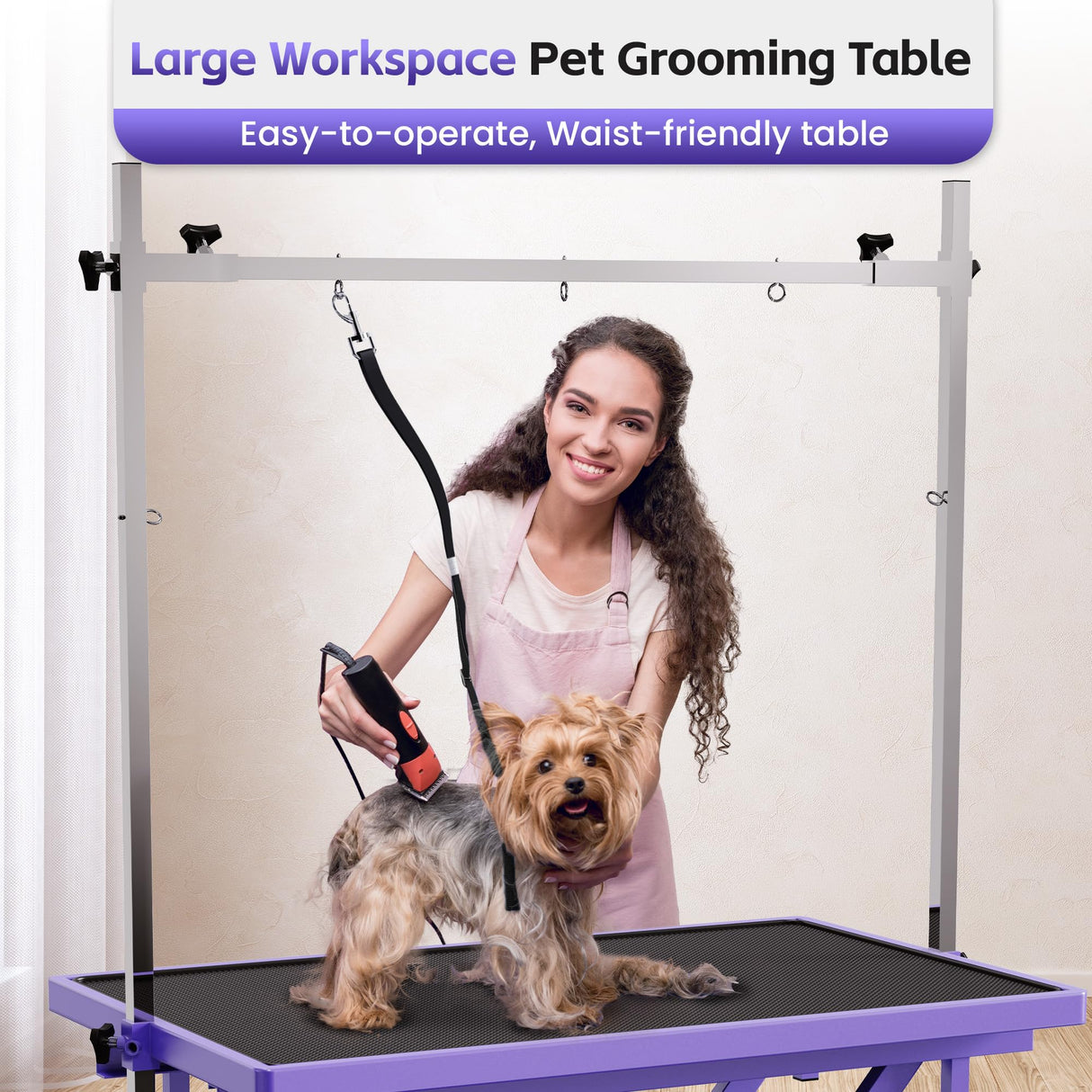 Flying Pig Ultimate Heavy Duty Grooming Table – Electric Lift, Adjustable Height, Non-Slip Surface, Professional Dog & Cat Grooming Arm, Stable & Safe Design for Home and Salon Use -Purple Flying Pig Grooming