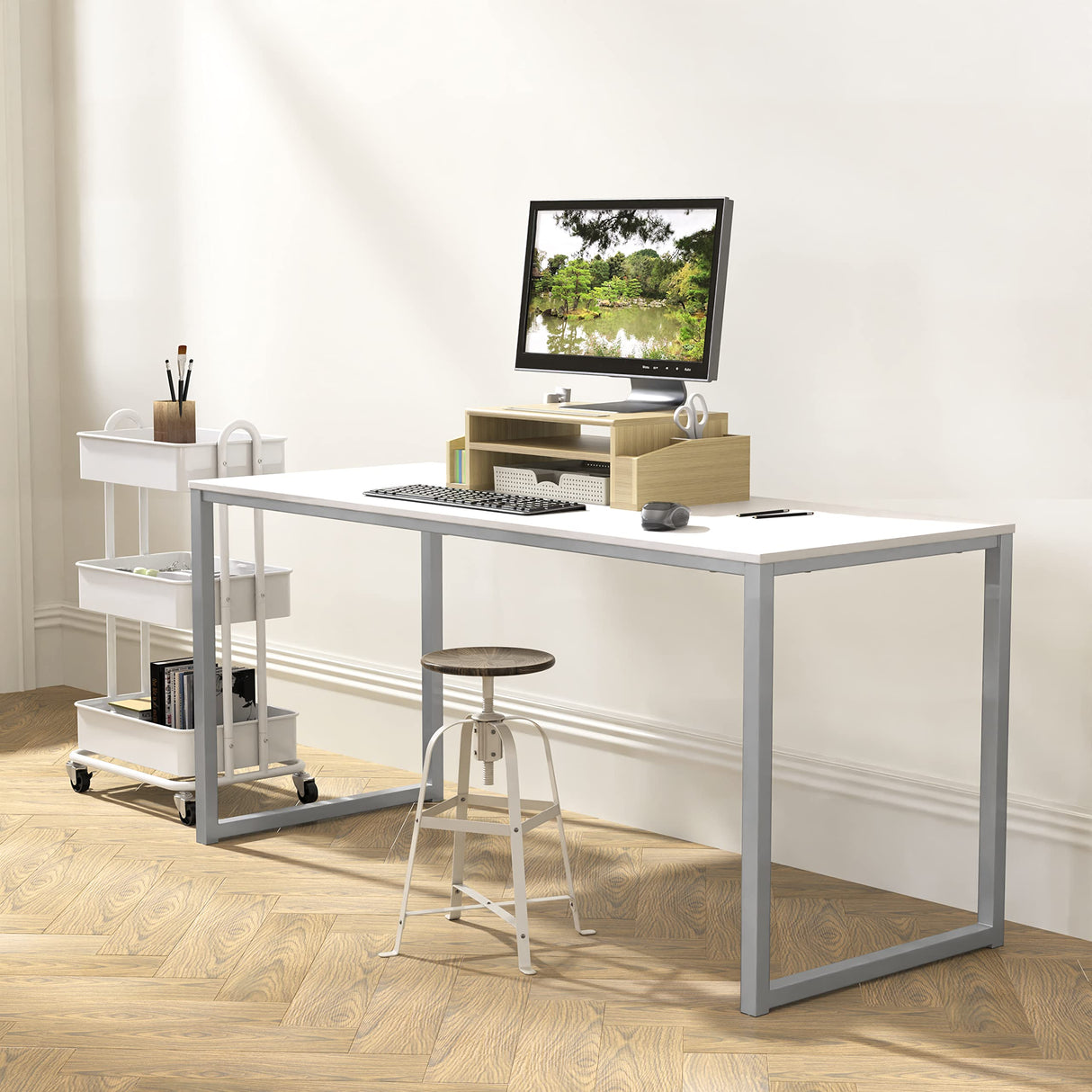 SHW Home Office 48-Inch Computer Desk, 24" Deep, White SHW