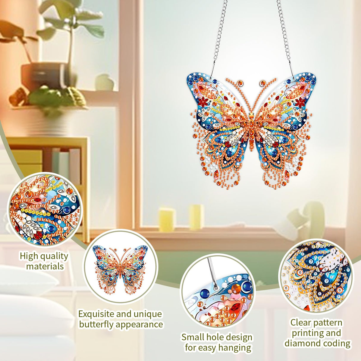 Kaluofan Diamond Painting Kits for Adults, Butterfly Diamond Painting, Diamond Art Kits, Diamond Dotz Kits, Hanging Wall Art Sign Ornaments Home Garden Wall Door Hanging Decoration Kaluofan