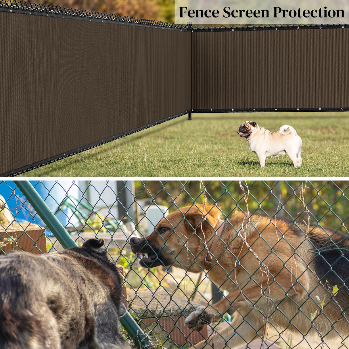 Winpull 6FT x 50FT Privacy Screen Fence Heavy Duty 170GSM Fencing Mesh Shade Net Cover Nickel-Plated Copper Grommets, 95% Blockage Fence for Outdoor Wall Garden Yard Backyard Pool (Brown) Winpull