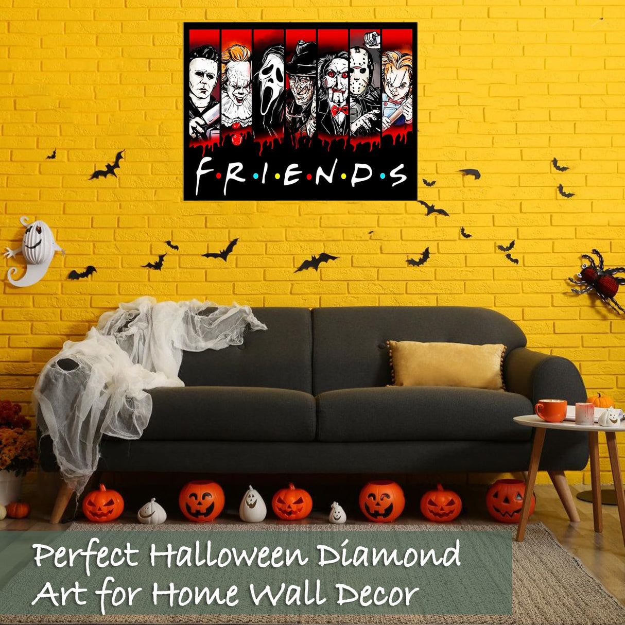 WEUOPG 5D Diamond Painting Kits for Adults, Halloween Diamond Art Kits, Horror Movie Characters Diamond Art Paint with 5D Round Diamonds, DIY Gem Painting Kit for Home Wall Decor 16x12inch WEUOPG