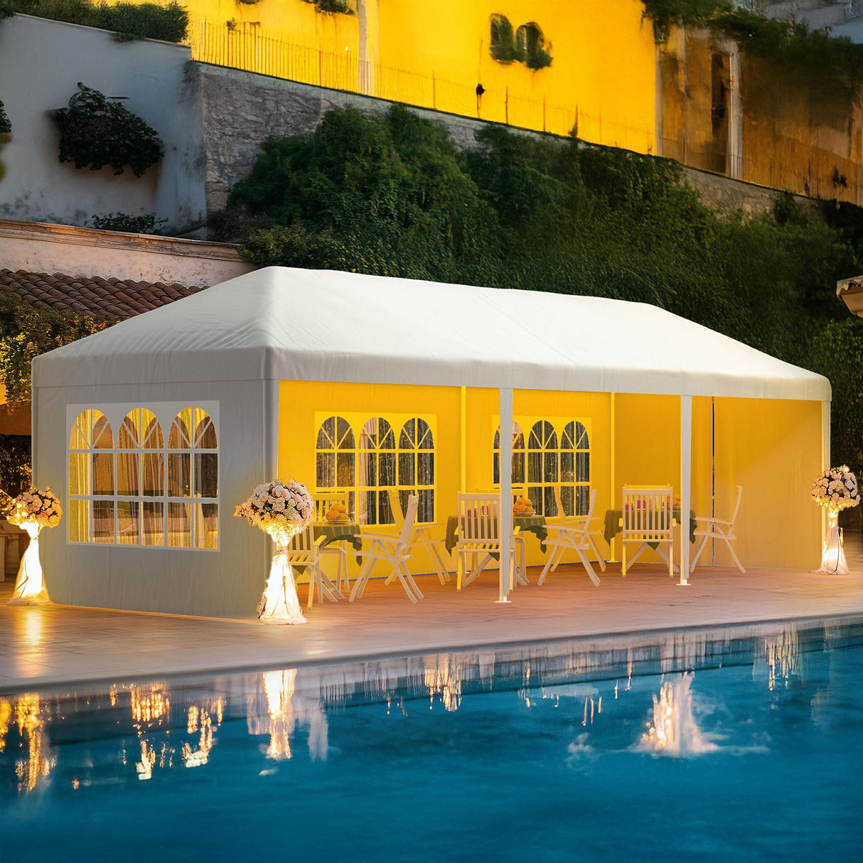 Quictent 10x30 Party Tent Gazebo Wedding Canopy Tent for Parties BBQ Shelter Pavilion with Removable Sidewalls & Elegant Church Quictent