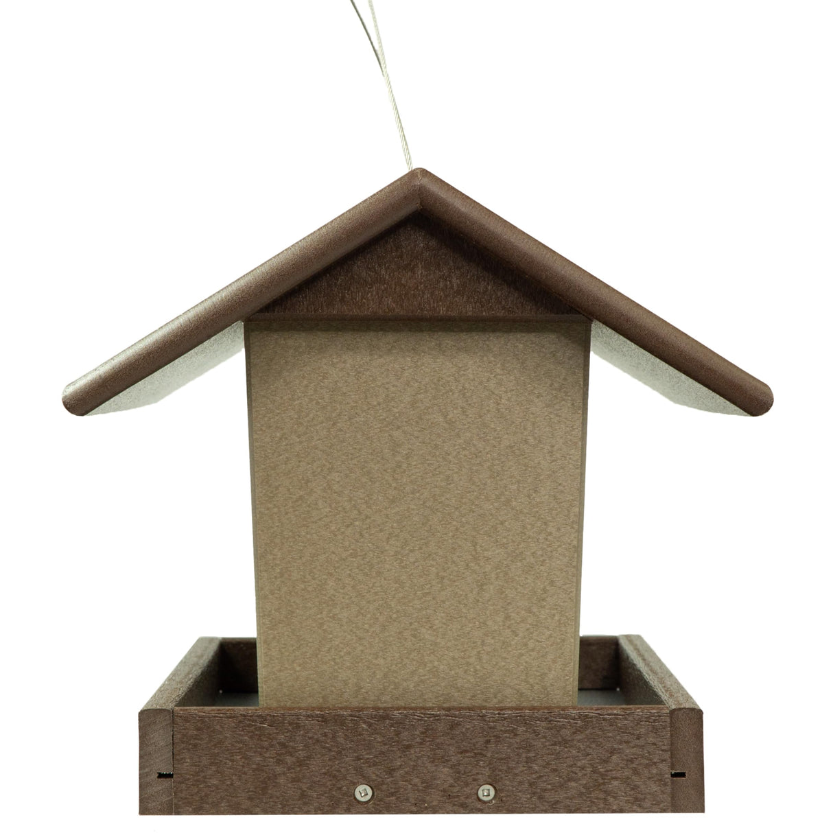 DutchCrafters Poly Hanging Hopper Bird Feeder, Large Hanging Bird Feeder for Outside, Outdoors - Amish American Made (Tudor Brown & Weatherwood) DutchCrafters