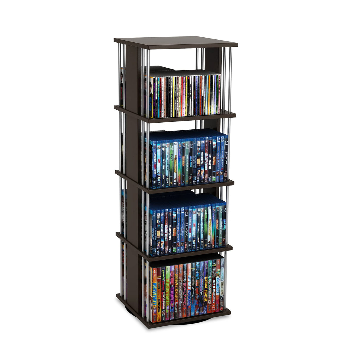 Atlantic Typhoon Media Storage Spinner, Engineered Wood, Space-Saving 360-Degree Rotation, Organize & Protect Prized Media & Memorabilia Collections, PN 82635716 – Espresso Atlantic