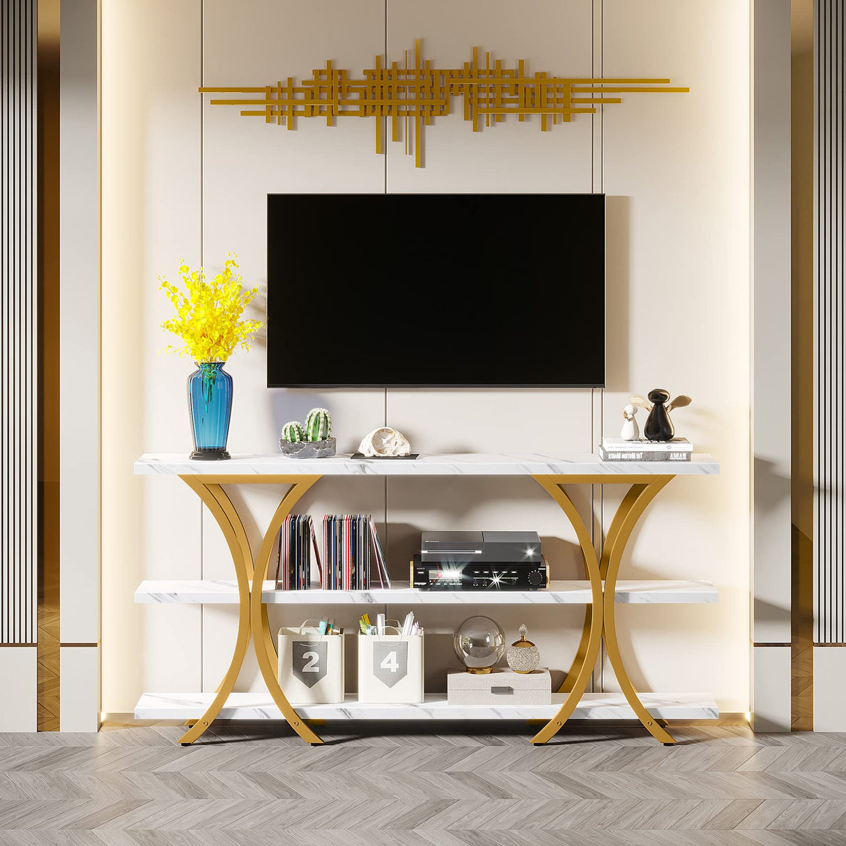 Tribesigns 70.8 Inch Narrow Console Table, Long Sofa Table Entry Table with 3 Tier Storage Shelves for Entryway Hallway Living Room (Brown) Tribesigns