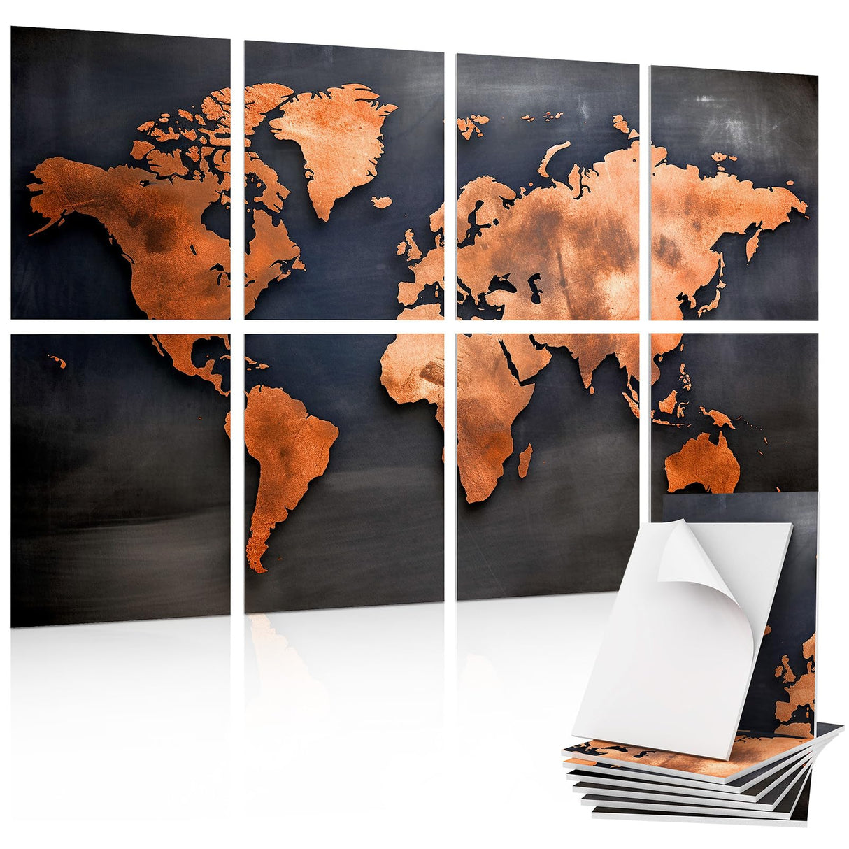 TONOR 8 Pack Art Acoustic Panel, Self-Adhesive Wall Panels, 48"X32" Sound Absorbing Panels, Decorative Soundproof Panels, Acoustic Treatment for Recording Studio, Office, Home, World Map TONOR