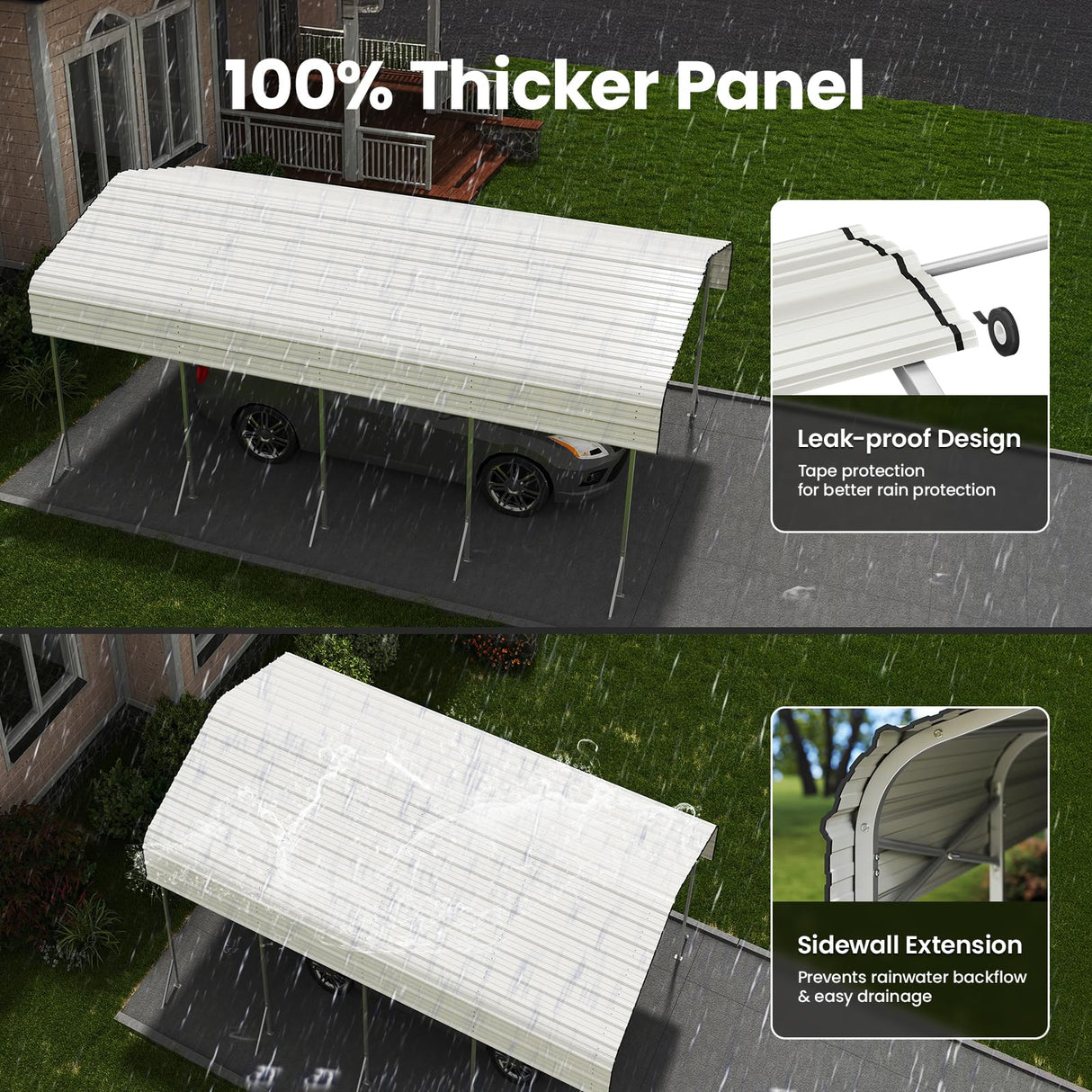 12x20 Carport, Heavy Duty Metal Car Port, All-Weather Protection, Easy Assembly for Cars, Trucks, Boats, Tractors, and Outdoor Storage fuzzy-bird